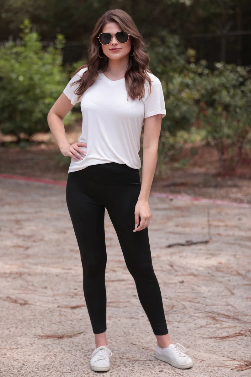 White t shirt sales with black leggings