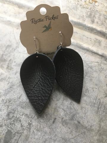 "Holly" Black Leather Petal Earrings - twistedbuffaloboutique