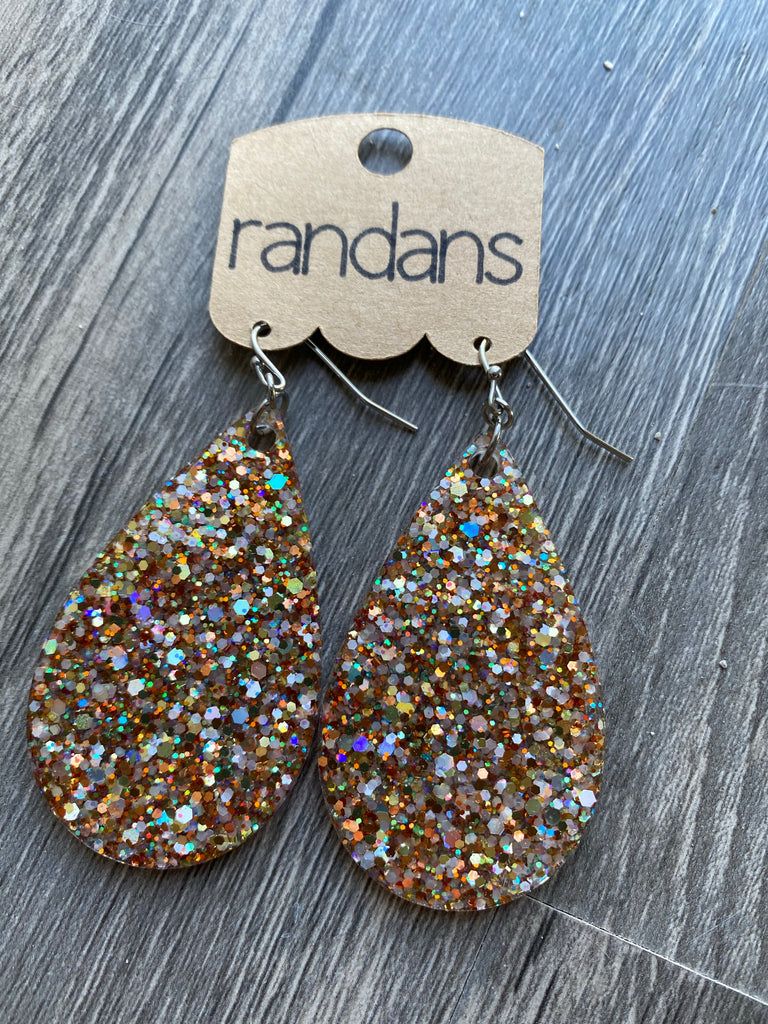 "Bubbly" Gold Champagne Glitter Handcrafted Resin Earrings - twistedbuffaloboutique