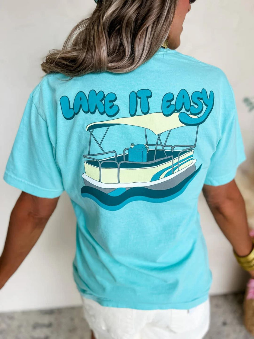 {lake It Easy} Pontoon Style Seafoam Crew Neck Tee 