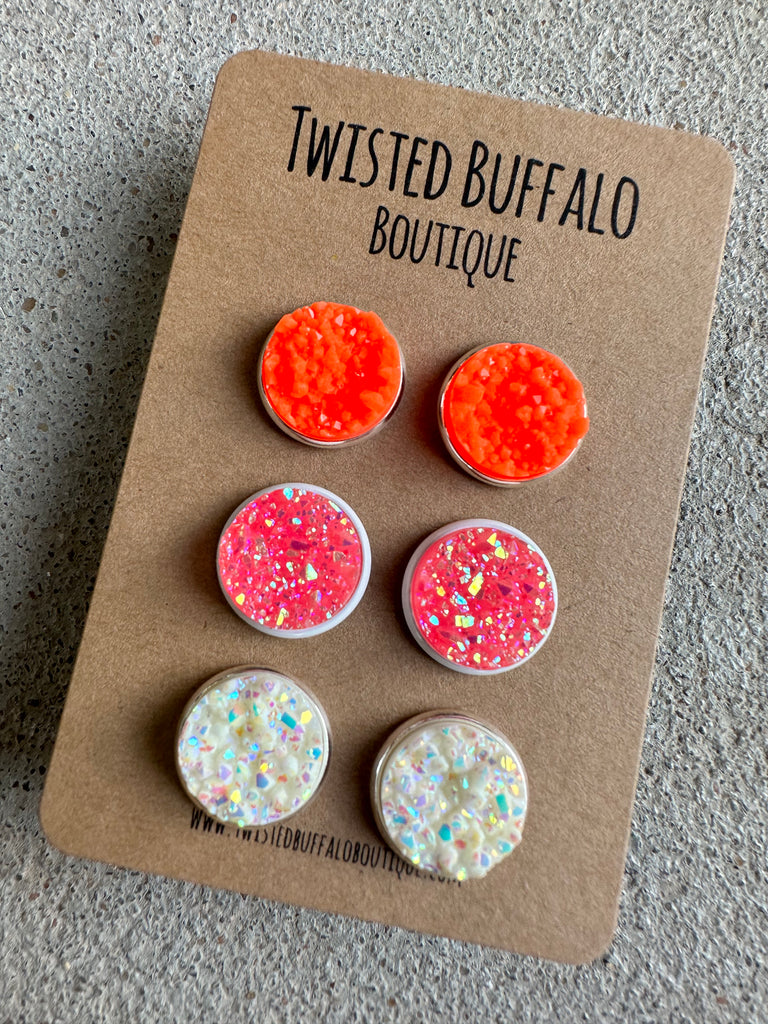 Keep It Gypsy, Upcycled GG Earrings, Western, Rodeo, Clear Crystals ,  Brown, Hoops, Earrings, Accessories – Zazzy Zebra Boutique