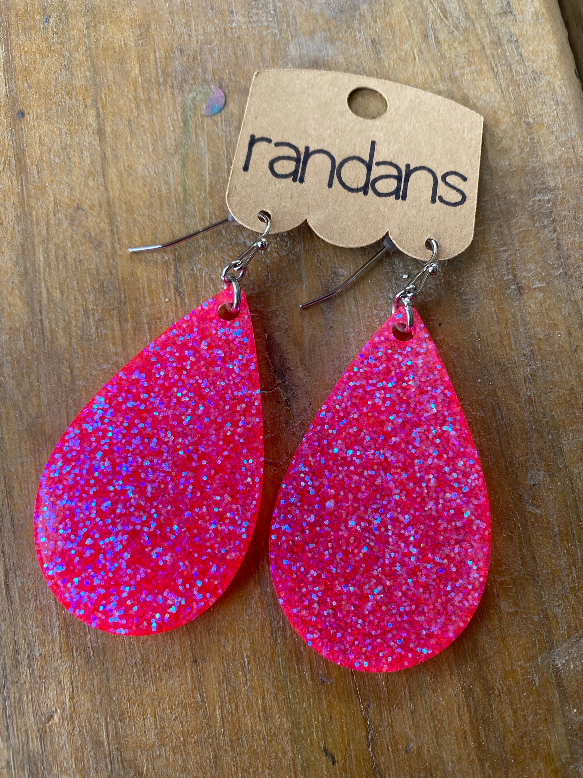 Back to the 80s Neon Pink Glitter Handcrafted Resin Earrings Twisted Buffalo Boutique
